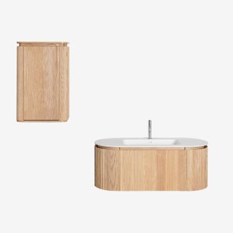 Sklum Conjunto De Mueble De Ba&ntilde;o Suspendido 120x50 Cm En Madera Con Lavabo Integrado Carsone Sklum