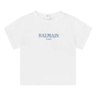Balmain T-Shirts, male, White, 2 Y, Logo T-Shirt