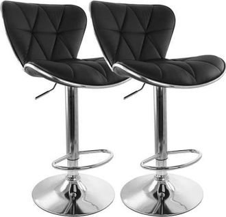 Elama 2 Piece Diamond Tufted Faux Leather Adjustable Bar Stool in Black at Nordstrom