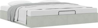 vidaXL Ottoman Bed Frame No Mattress Light Grey Super King Velvet vidaXL