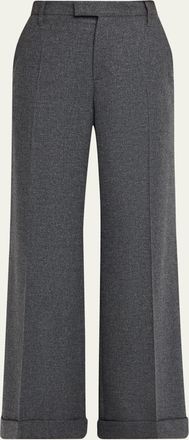 Brunello Cucinelli Cashmere-Wool Wide-Legs Trousers