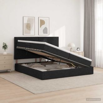 vidaXL Vidaxl Letto Con Contenitore Led E Materasso Nero 200 X 200 Cm Tessuto