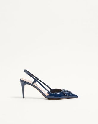 Valentino Garavani D&eacute;collet&eacute; Slingback VLogo Signature In Vernice 80Mm Donna BLU 34.5