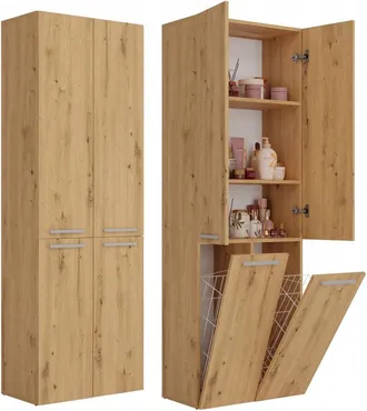 OEM Estanter&iacute;a Para Armario De Ba&ntilde;o De Roble Artesanal: Almacenamiento Y Organizaci&oacute;n Con Cestas