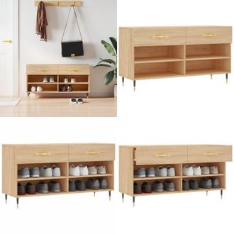 vidaXL Panca Porta Scarpe Rovere Sonoma 102x35x55 cm Legno Multistrato - Ripostiglio scarpe - Mobile da interno