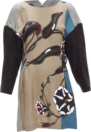 Marni multicolour floral print back crast dropped sleeve dress