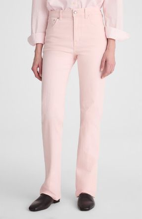 Madewell The Longline Garment Dyed High Waist Straight Leg Jeans in Pale Pink at Nordstrom, Size 32