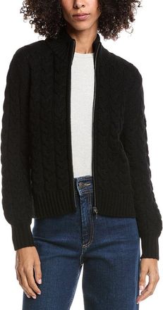 Forté Cashmere Cable Zip Wool & Cashmere-Blend Cardigan