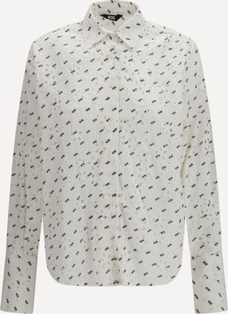 GCDS Camicia in sangallo con ricamo logo all-over Woman UNI