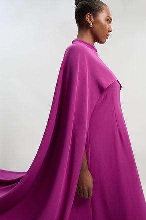 Karen Millen Womens Plus Size Tailored Cape Detail Maxi Dress - Purple - Size 18 UK