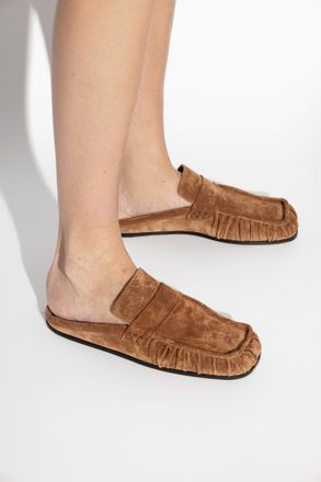 Jil Sander Suede Slides, Womens, Brown