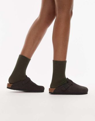 Birkenstock Boston - Zoccoli in camoscio grigi-Grigio