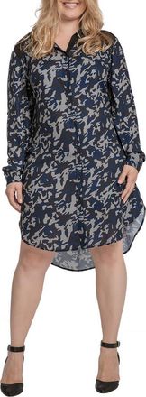 Standards & Practices Camo Chiffon Long Sleeve Shirtdress in Midnight Camo at Nordstrom, Size 1 X