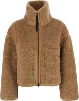 Pinko Pinko, Jassen, Dames, Beige, M, Leer, Jas met schapebont-effect