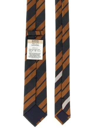 Valentino Garavani Regimental Striped Silk Necktie - Navy