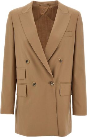 Max Mara Beige Peaked Lapel Blazer