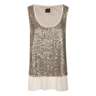 Pinko Blouses, female, Beige, Size: M Bollicite Tank Top