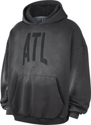 Nike Mens Atlanta Hawks Standard Issue Therma-FIT Fleece Basketball Pullover Hoodie in Grey | II5964-099