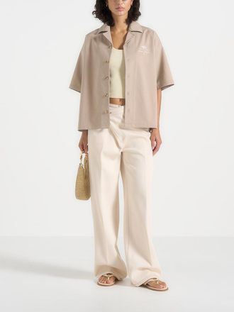 Mani&egrave;re De Voir Alexis Unisex Cote dAzur Boxy Shirt in Taupe at Nordstrom, Size X-Large