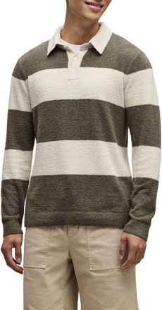 Barefoot Dreams CozyChic Lite Rugby Pajama Polo Sweater in Khaki Green/Moonlight at Nordstrom, Size Xx-Large