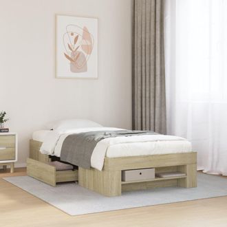 Berkfield Home Bed Frame without Mattress Sonoma Oak 90x190 cm Single Engineered Wood in Brown