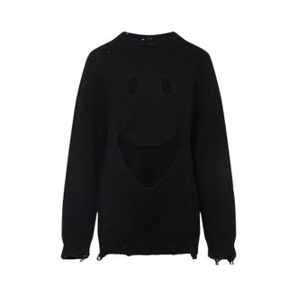Moschino Black Virgin Wool Smile Cropped Sweater-Donna