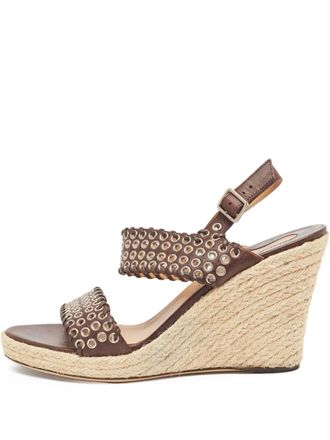 Ferragamo 110mm eyelet-embellished wedged sandals - Brown