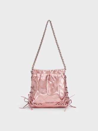 Charles & Keith Duo Metallic Grommet Chain-Handle Two-Way Backpack
