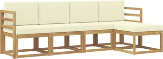 vidaXL Conjunto De Sof&aacute;s De Exterior 5 Uds. Blanco Y Crema Vidaxl