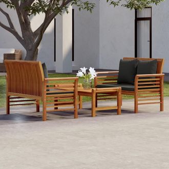 vidaXL Set De Muebles Para Jard&iacute;n 3 Piezas Con Cojines Madera Acacia Vidaxl