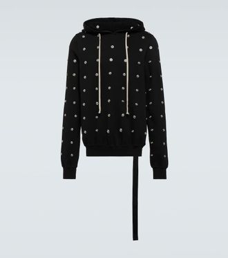 Rick Owens Granbury studded cotton jersey hoodie