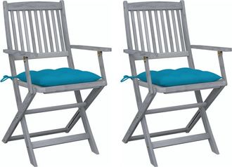 vidaXL Vidaxl - Sillas De Jard&iacute;n Plegables 2 Uds Cojines Madera Maciza Acacia