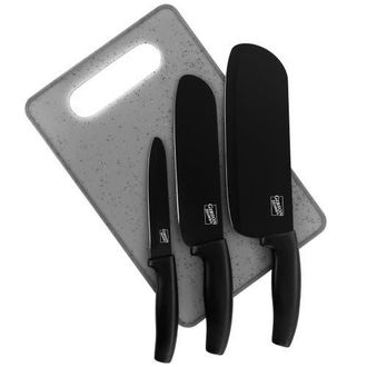 Gibson Home Edge Craft 4 Piece Nonstick Stainless Steel Cutlery Set with Cutting Board in Black at Nordstrom