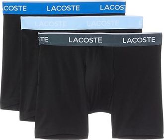 Lacoste Cotton Stretch Essentials Boxer Briefs 3-pack Mens Underwear Black W/Blue/Light Blue/Gray : XXL (EUR 8), Cotton/Elastane
