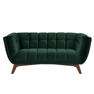 Rendez-Vous Déco Sofá de 2 plazas en terciopelo verde oscuro