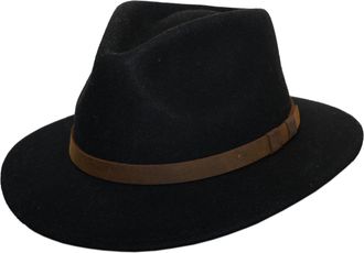 Generic Wide Brim Fedora Hat - 100% Wool Felt Wide Brim Fedora Hat -Full Wool Felt (Black,XL)