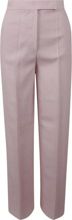 Max Mara Nette pantalon met geperste vouw - Dames - Straight fit broeken - Roze - XS - Leer - Broeken