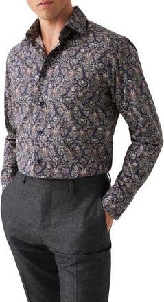 Eton Slim Fit Paisley Dress Shirt in Navy at Nordstrom Rack, Size 16.5 - R