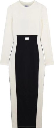 GCDS Lange jurk met contrasterende biezen - Dames - Casual kleedjes - Veelkleurig - M - Polyester - Kleedjes