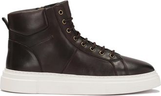 Kazar Bruine veterschoenen met contrasterende zool - Heren - Sneakers - Bruin - 40 EU - Leer - Schoenen
