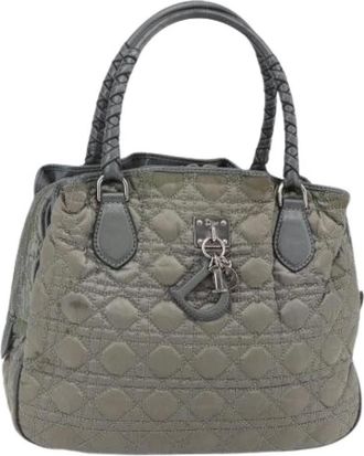 Dior Pre-owned Handbags, female, Gray, Size: ONE SIZE Pre-owned Nylon Hand Bag