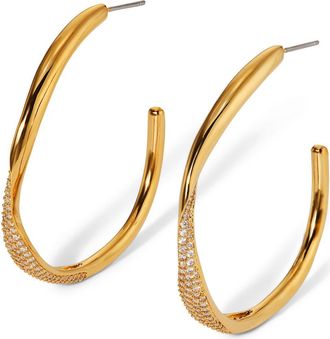 Nadri Large Alma Ribbon Hoop Earrings in Gold at Nordstrom