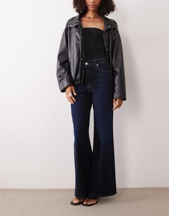 Good American jeans palazzo alla caviglia in indigo con vita morbida-Blu
