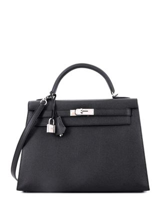 Herm&egrave;s Kelly Handbag Black Epsom with Palladium Hardware 32 satchel