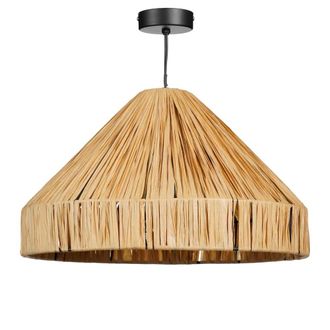 MiCa Decorations L&aacute;mpara colgante de rafia marr&oacute;n claro D40