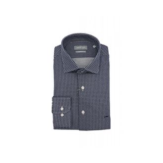 Michael Kors Overhemden, Heren, Blauw, 5Xl, Leer, Micro-pattern Slim Fit Shirt