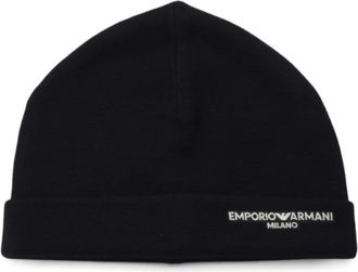 Emporio Armani Wool Beanie - unisex - Hoeden - Blauw - L - Wol - Accessoires