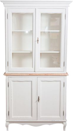 Biscottini International Alacena De Madera Maciza De Tilo Armaz&oacute;n Blanco Envejecido Plan Acabado Con Efecto Natural 100x38x200 Cm