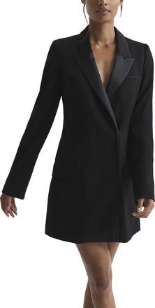 Reiss Salma Satin Lapel Tuxedo Wool-Blend Mini Dress