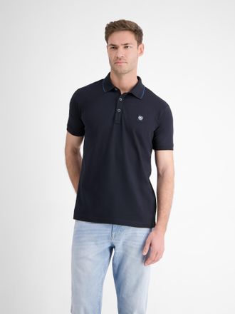 Lerros Poloshirt LERROS, Herren, Gr. XL, blau (classic navy), Single Jersey, Obermaterial: 97% Baumwolle, 3% Elasthan, unifarben, regular fit taillenbedeckt,